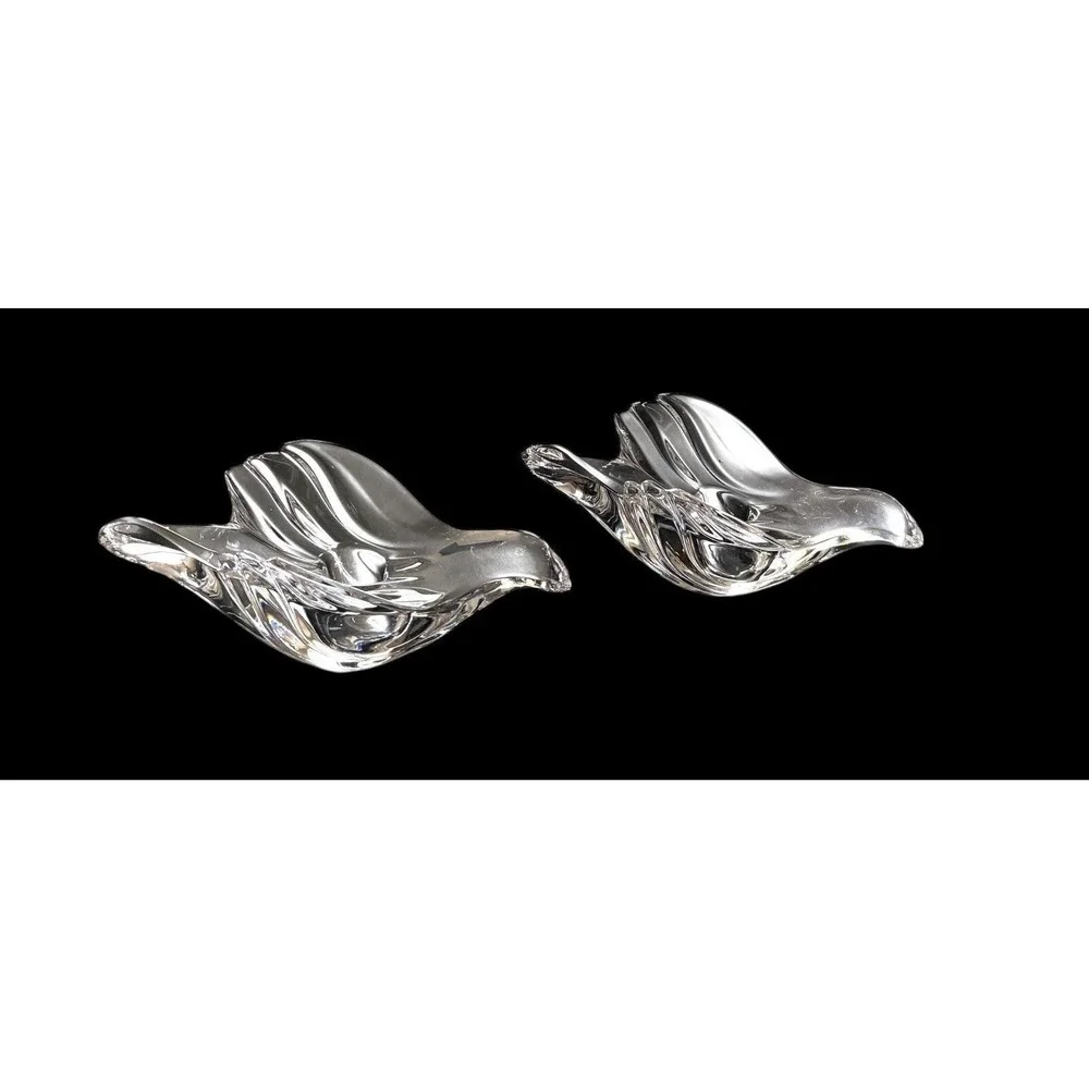 2 Gorham Full Lead Crystal Swallow Candle Holder Bird‎ Candlesticks W. Germany